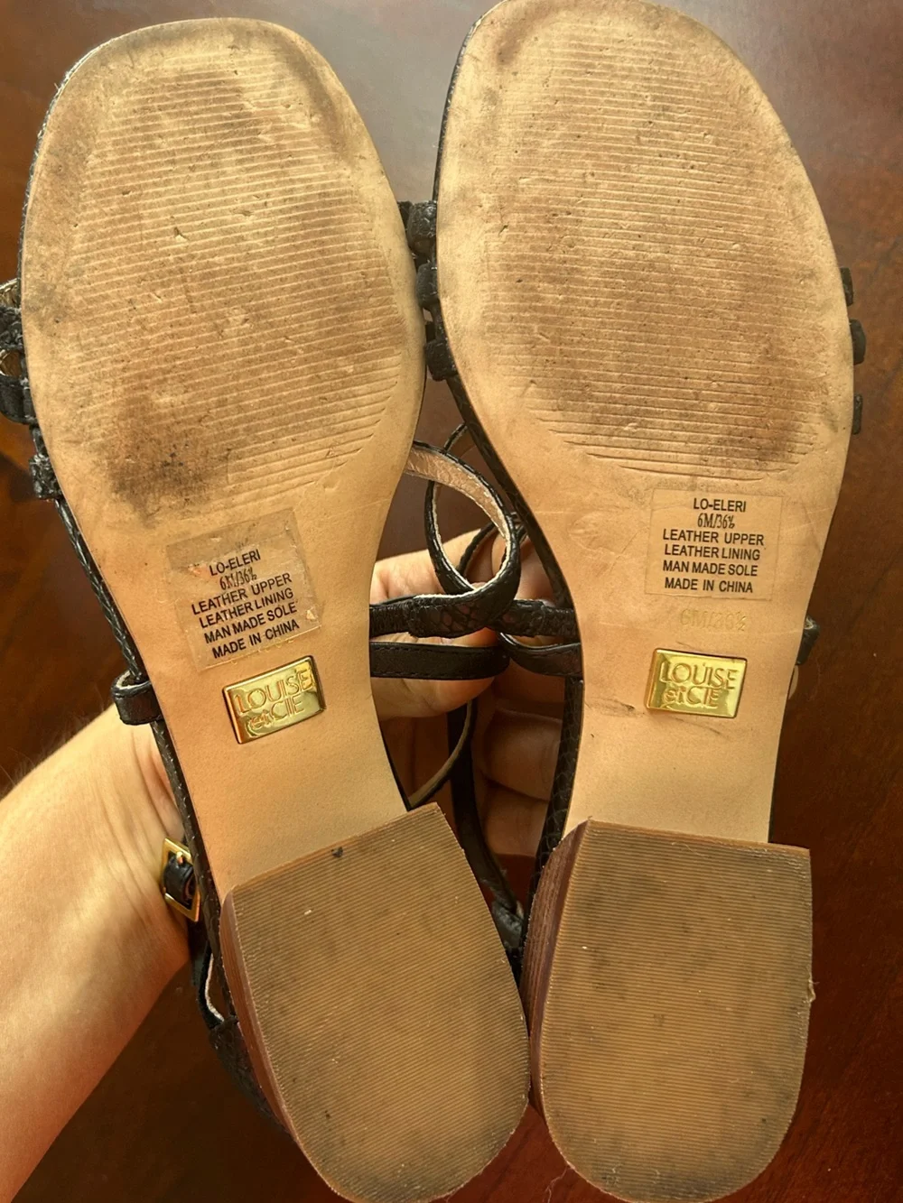 Louise et Cie Black Strappy Ankle-Zip Sandals size 6